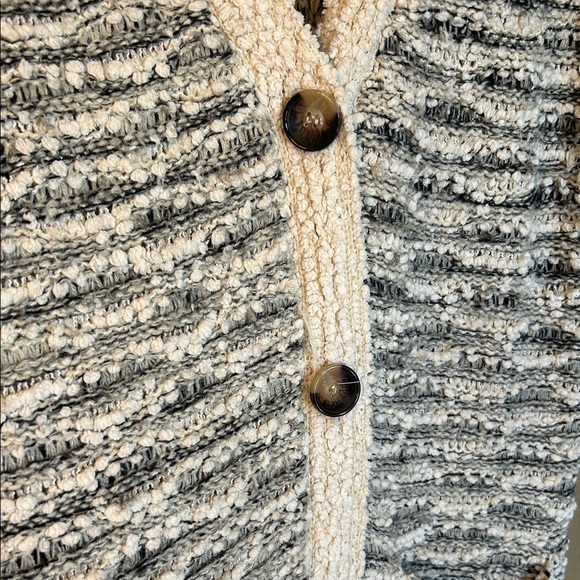 Anthropologie Paper Crane Long  Cardigan Textured Sweater - Black and White - Picture 3 of 6